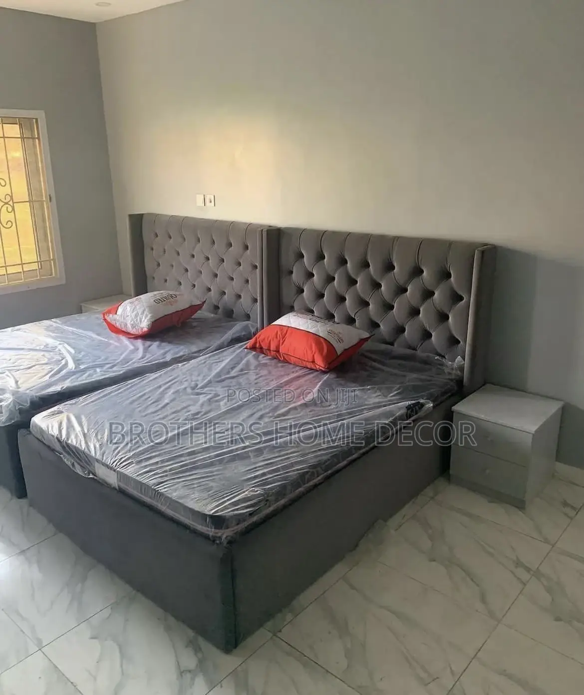 Double Bed With Mattress and Side Drawers