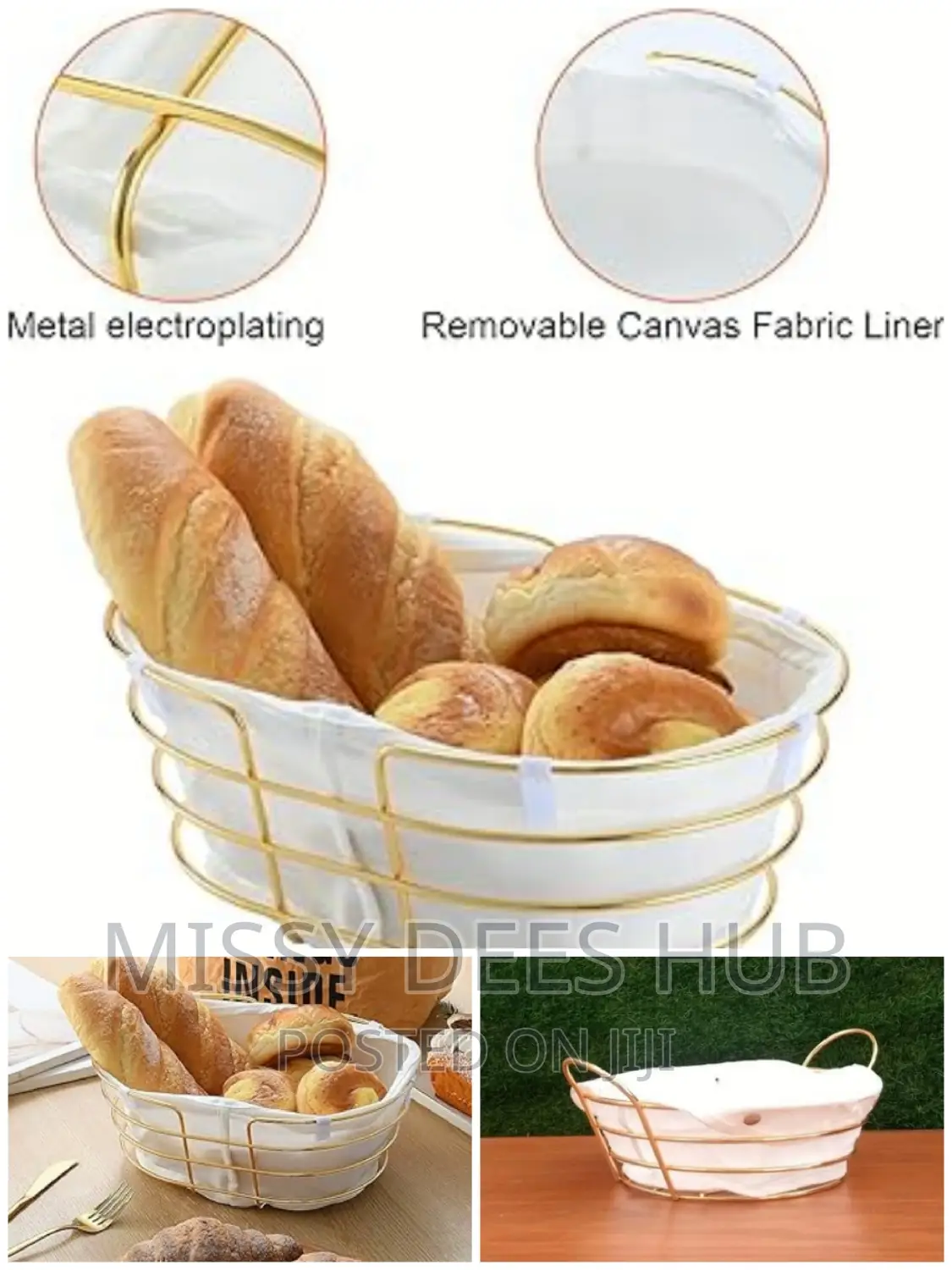 Gold Metallic Bread Basket