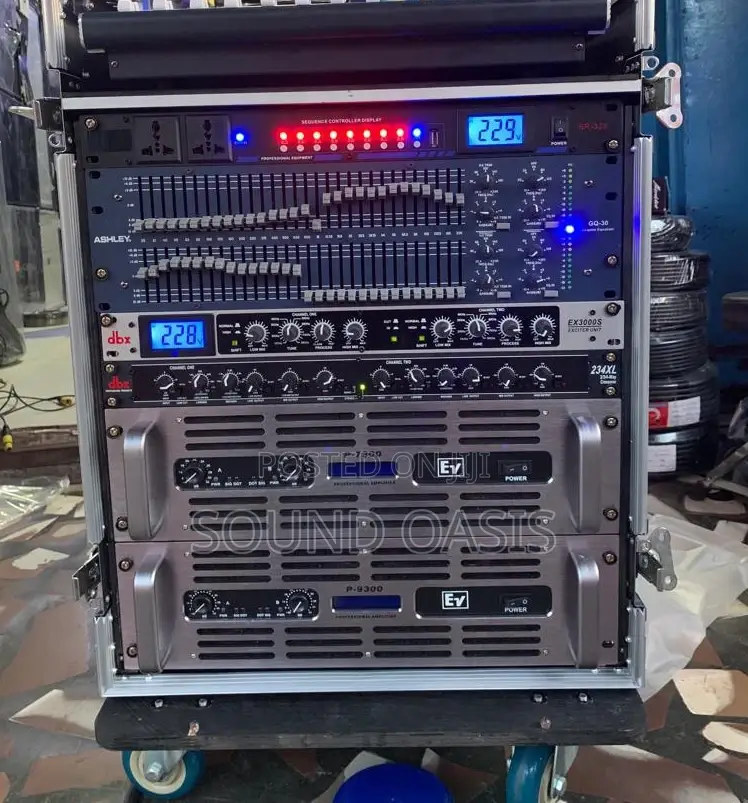 16U Amp Rack With Sequencer, Exciter, Crossover, Amplifiers