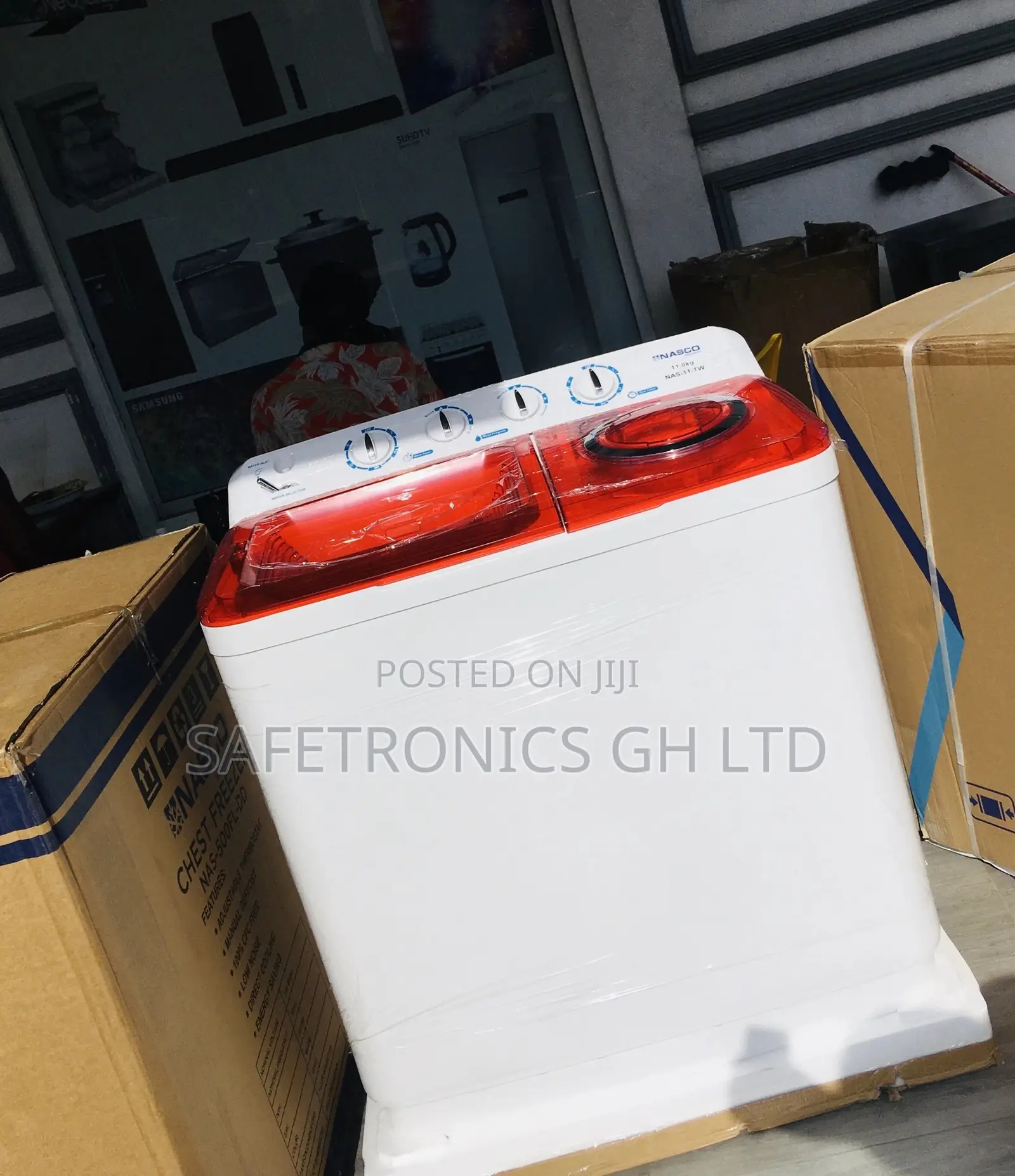 Topload Semiautomatic Nasco 11kg Washingmachine Red/White