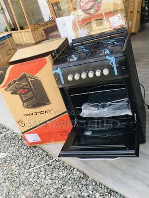 Glass Lid 4 Gas Burner Oven With Grill 60x60 Black Ferre