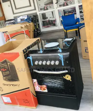 4 Gas Burner Ferre Glass Lid Oven With Grill 60x60 Black