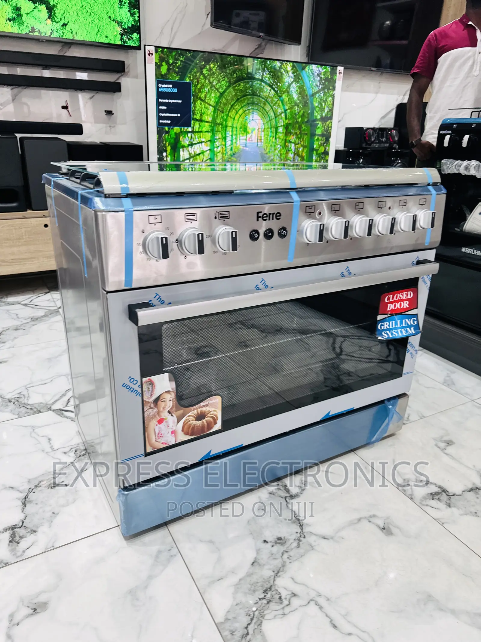 6burner All Gas Cooker Oven Rotisserie 60/90 Sliver Shine