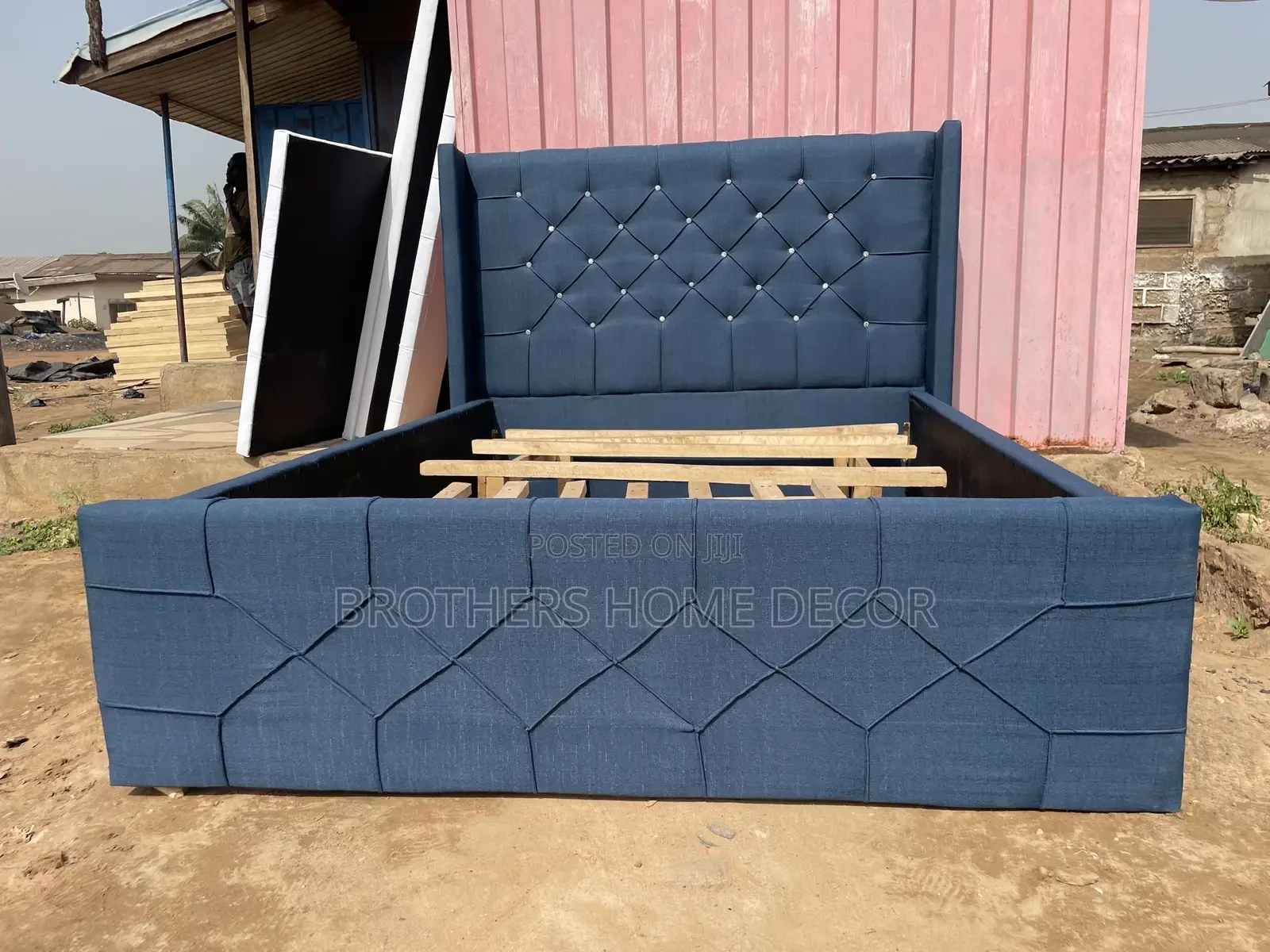 Foreign Double 60x80 Size Bedframe Dark Blue Neat And Strong