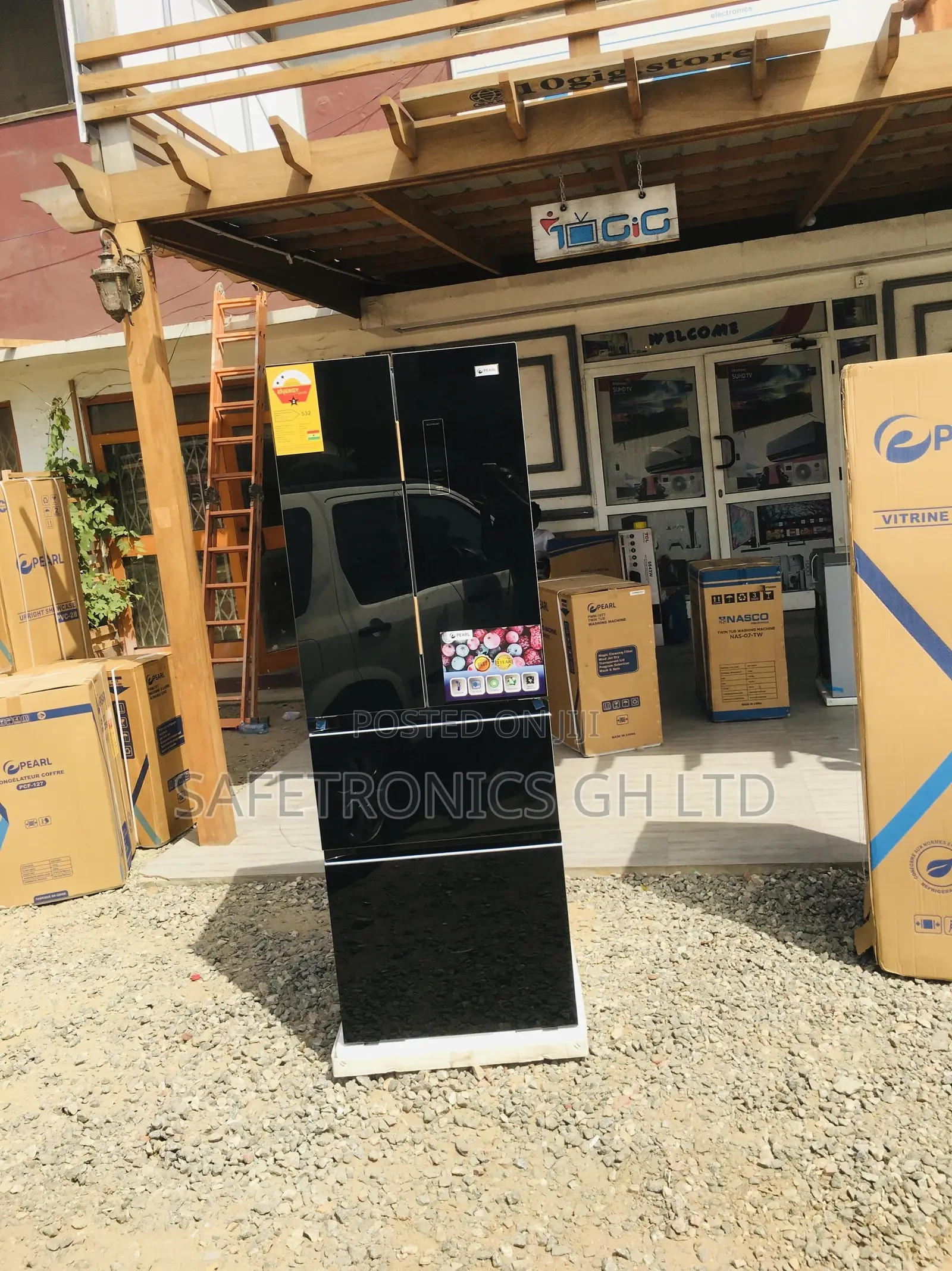 Pearl Bottomfreezer Glass Black 4 Doors Pf-470bg Fridge