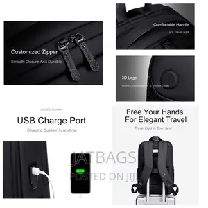 Black Waterproof Usb Laptop Backpack (Free Delivery)
