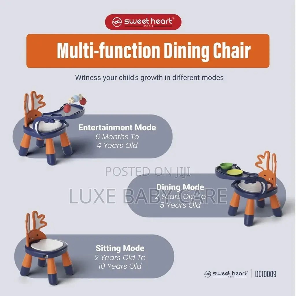 3-in-1 Kids Dining Chair With Adorable Animal Design