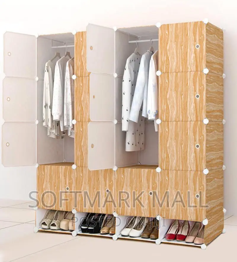 16 Cubes Plastic Wardrobe With Shoe Rack
