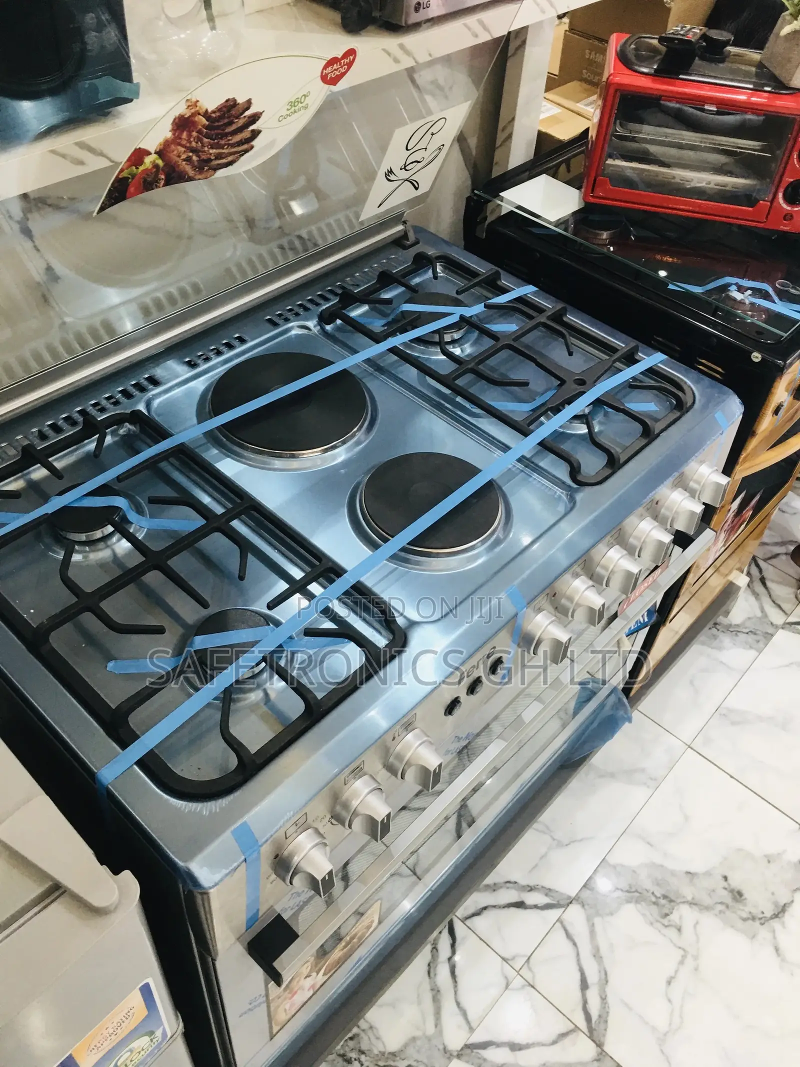 60x90 Ferre Gray Glass Lid Oven With Grill 2 Electric 4 Gas