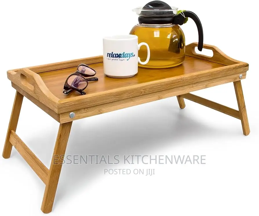Bamboo Bed Serving Tray With Folding Legs