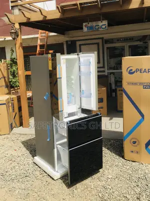 Durable Pearl 4 Doors Bottomfreezer Black Glass Fridge