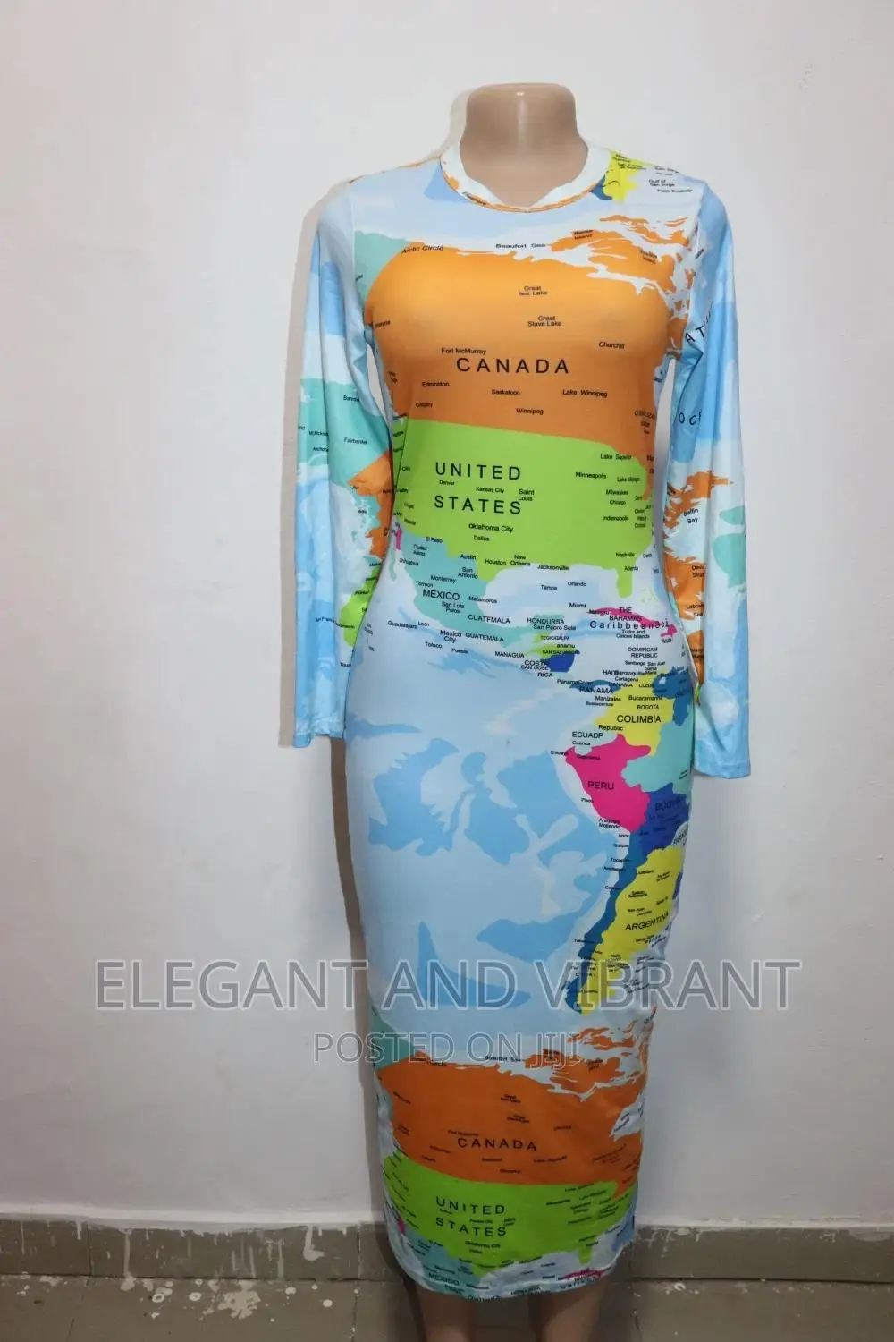 Beautiful Bodycorn Dress in Map Design