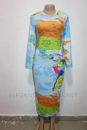 Beautiful Bodycorn Dress in Map Design