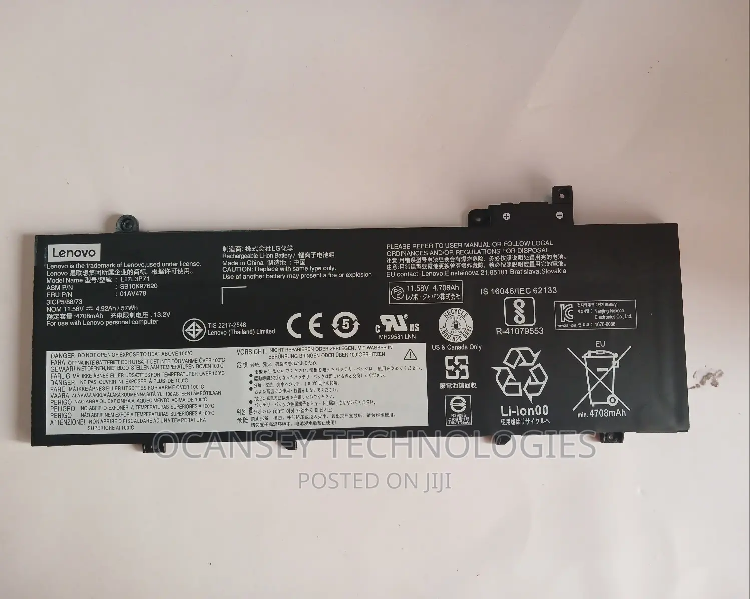 Original Lenovo T480s 01av478 Laptop Battery