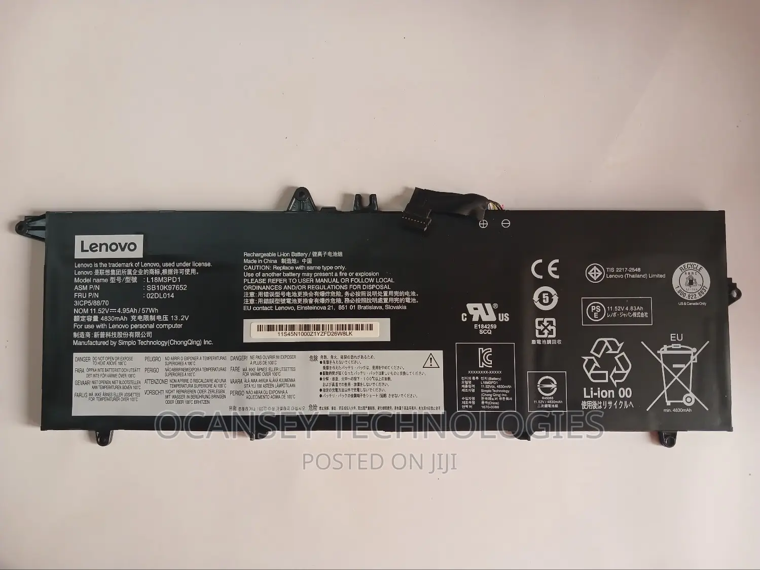 Original Lenovo L18m3pd1 Laptop Battery for T14s T490s T495s