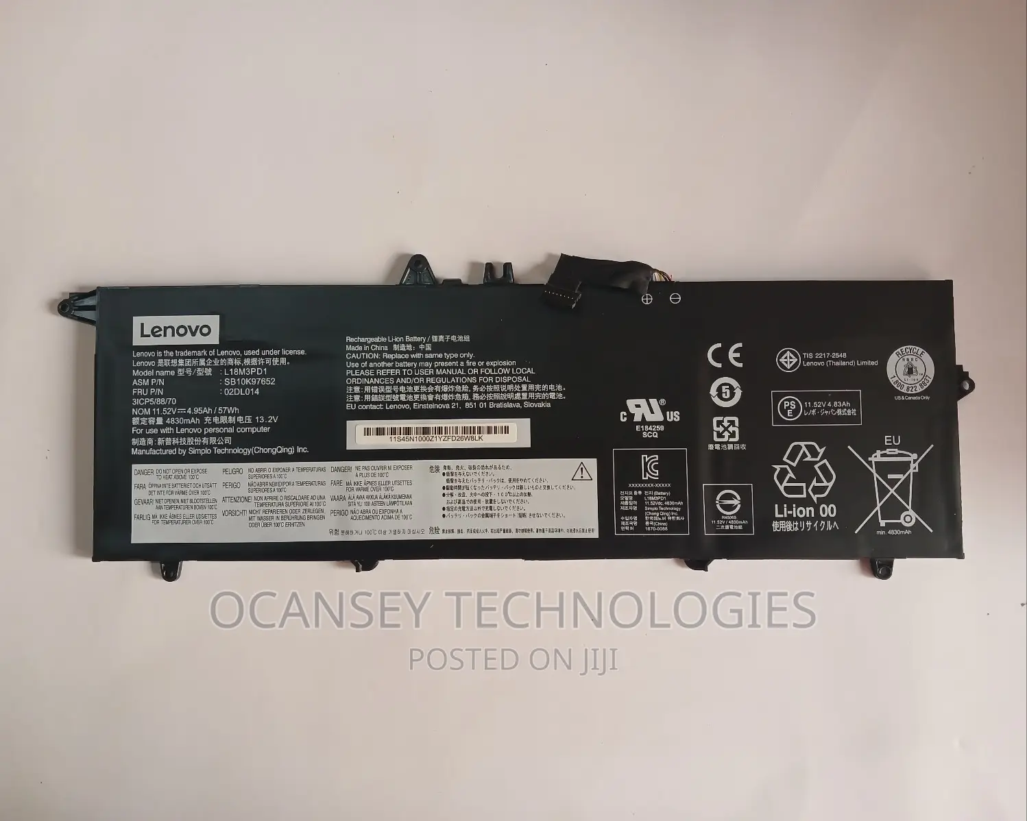 Original Lenovo L18m3pd1 Laptop Battery for T14s T490s T495s