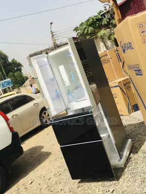 4 Doors Bottomfreezer Pearl PF-470BG Glass Black Fridge