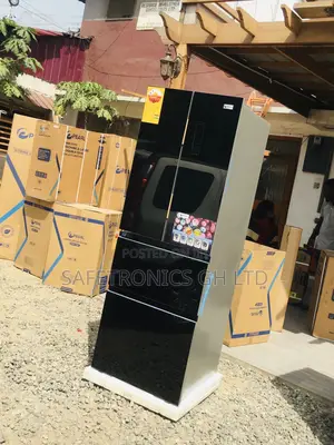 Grab Bottomfreezer Glass Black 4 Doors Pearl PF-470BG Fridge