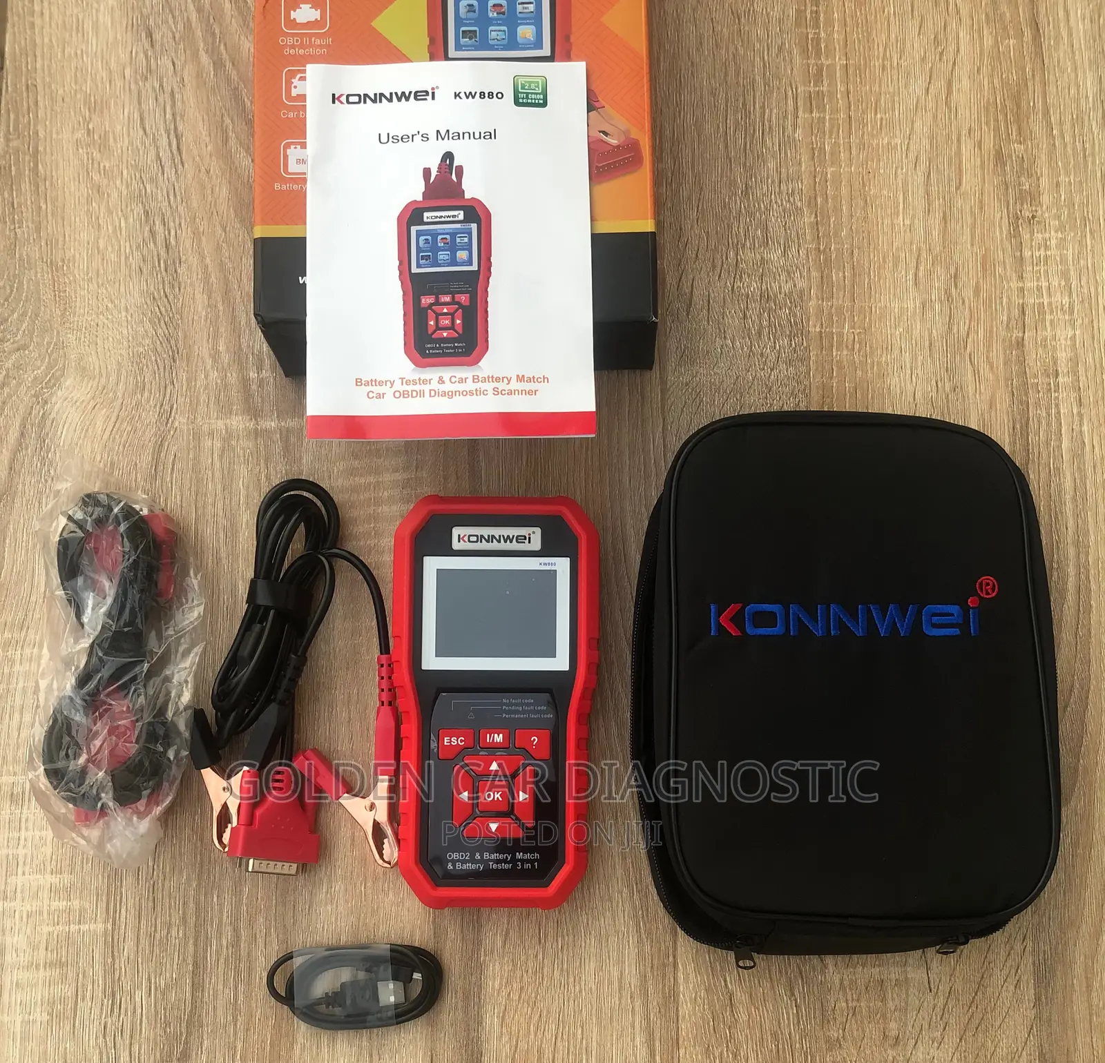 Konnwei KW880 OBD2 Car Diagnostic Scanner Battery Tester