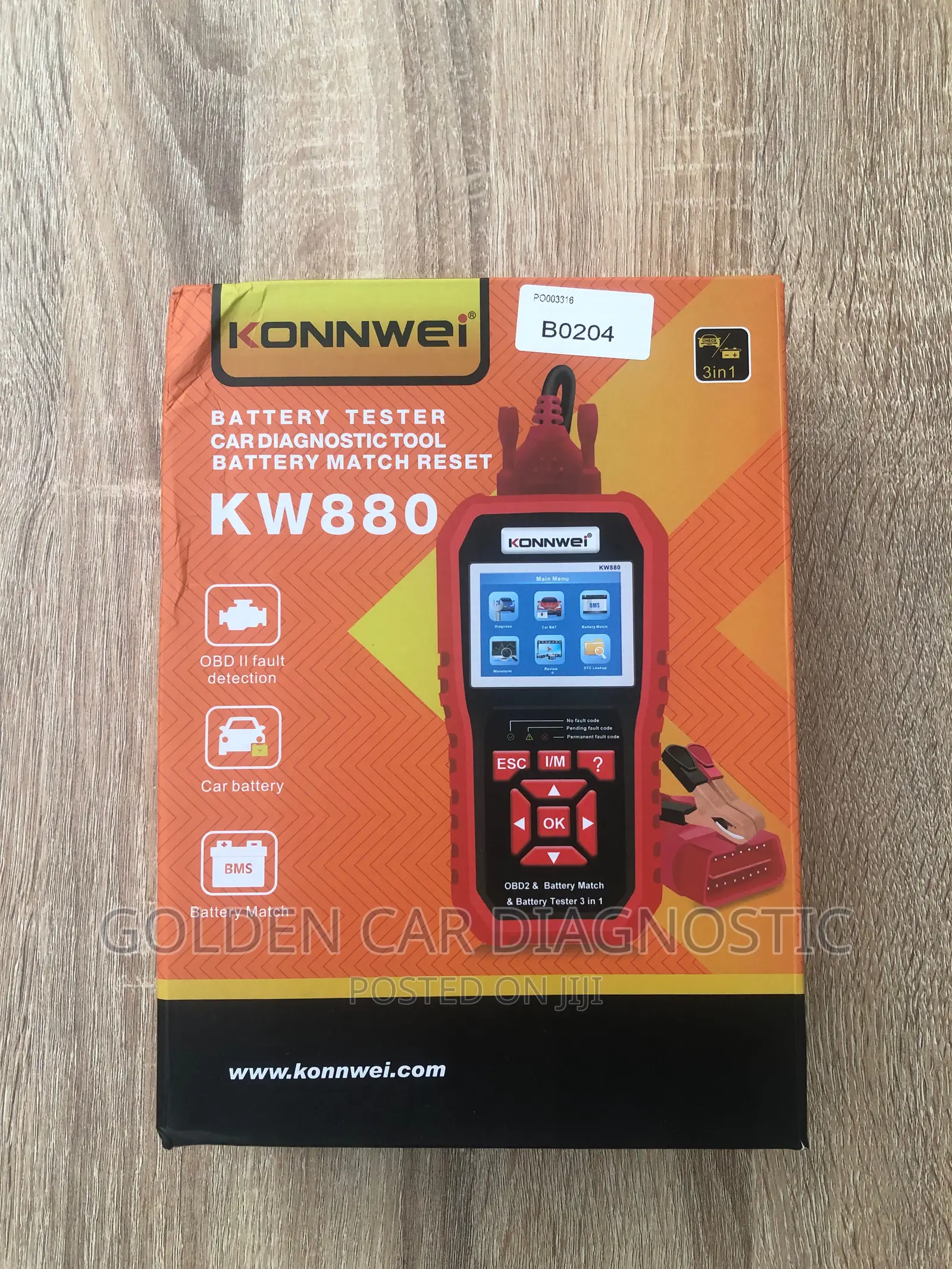 Konnwei KW880 OBD2 Car Diagnostic Scanner Battery Tester