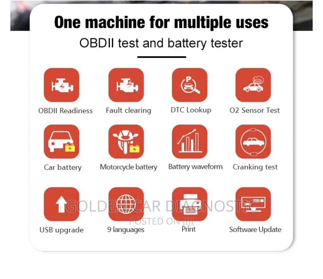 Konnwei KW870 OBD2 Car Diagnostic Scanner Battery Tester