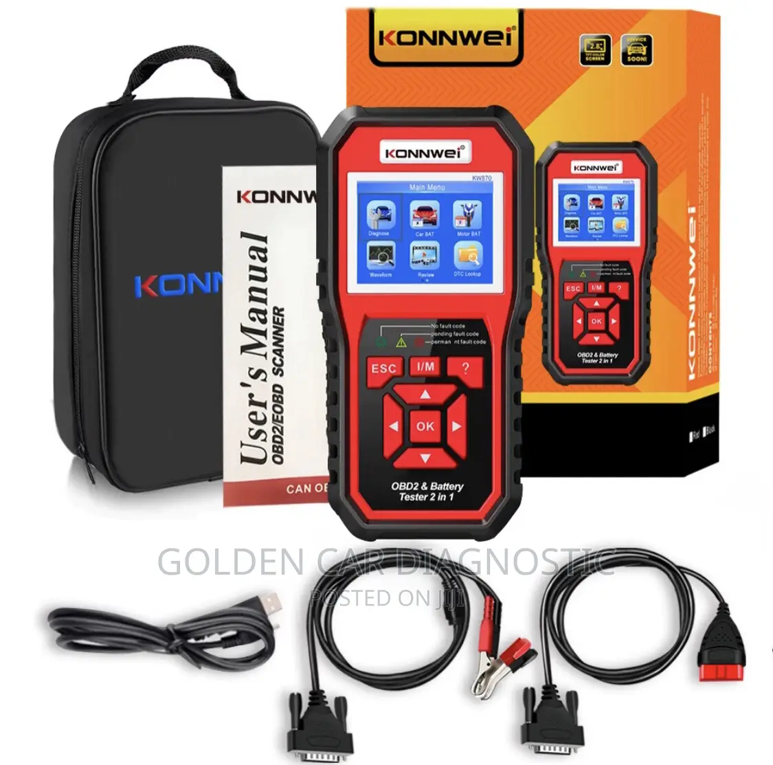 Konnwei KW870 OBD2 Car Diagnostic Scanner Battery Tester