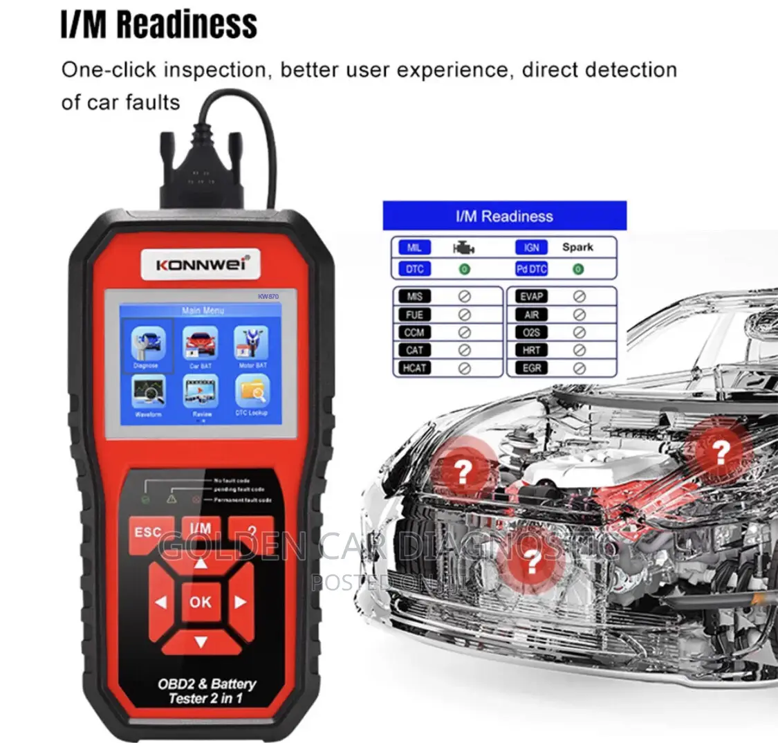 Konnwei KW870 OBD2 Car Diagnostic Scanner Battery Tester