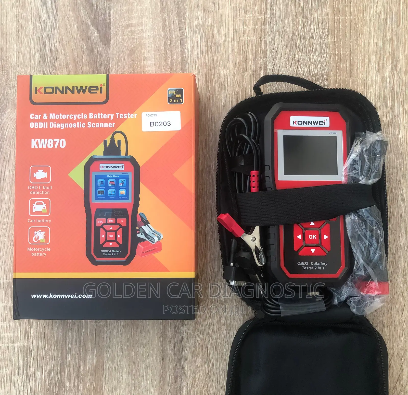 Konnwei KW870 OBD2 Car Diagnostic Scanner Battery Tester