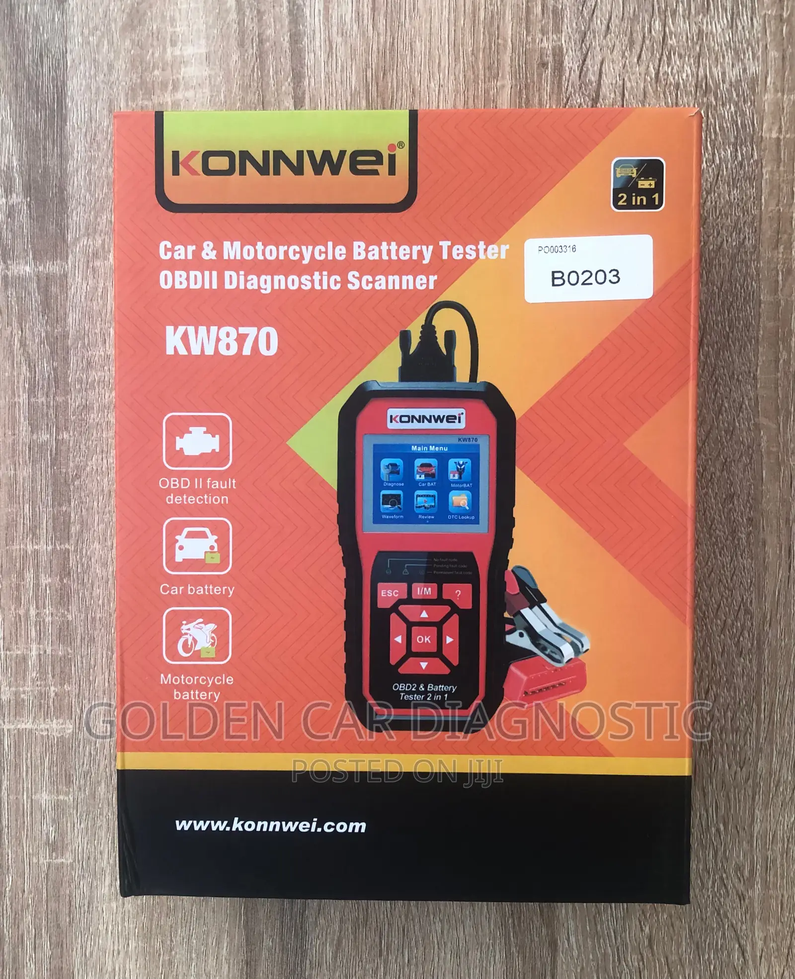 Konnwei KW870 OBD2 Car Diagnostic Scanner Battery Tester