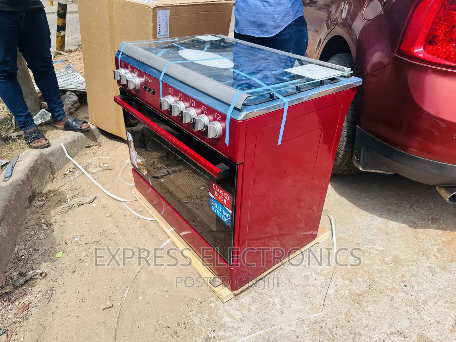 Reddish Color Gas Cooker 5burner Stove Grill Rotisserie