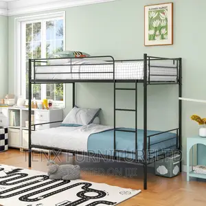 Photo - Bunk Bed Frame Single Over Single Black With Heavy Duty Stee