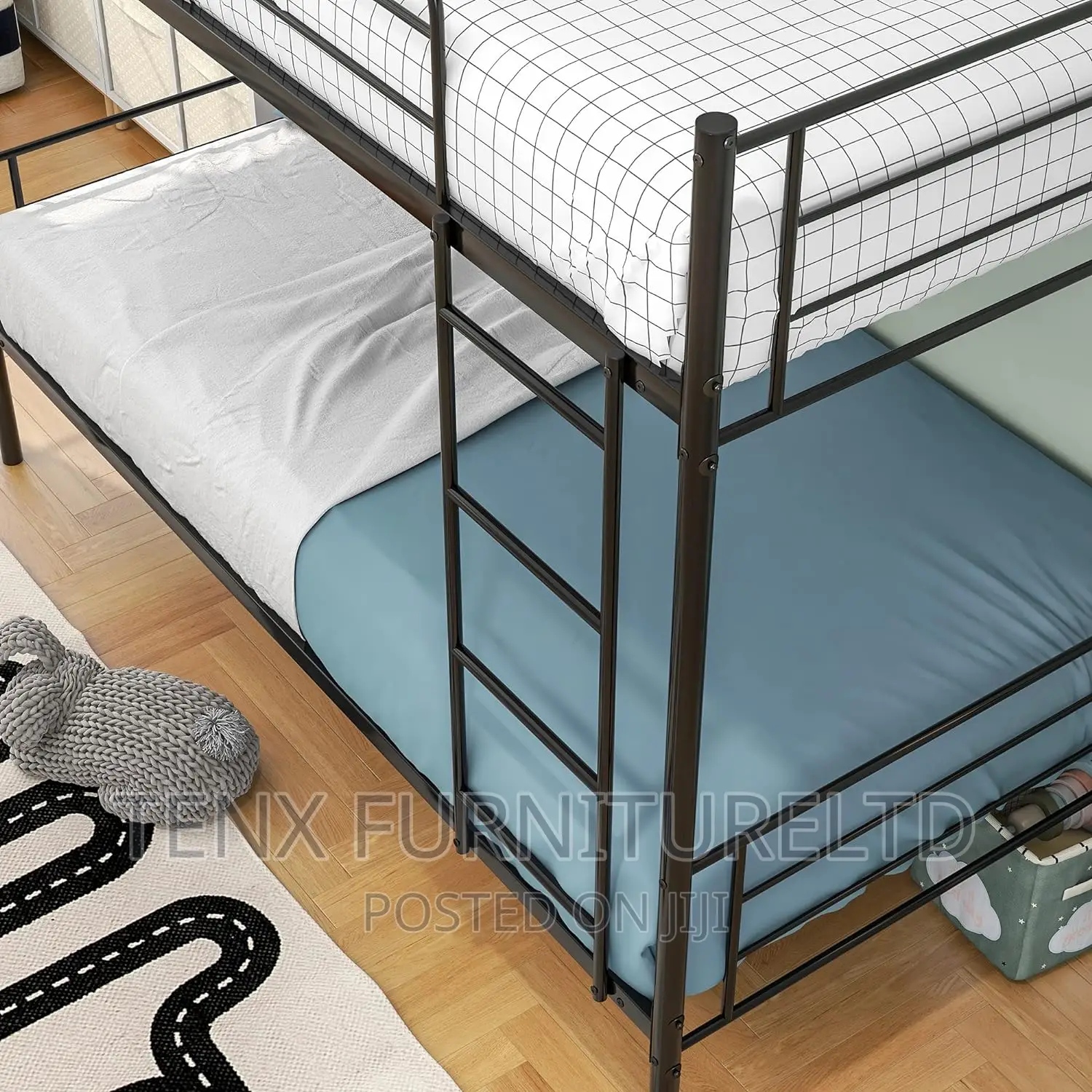 Bunk Bed Frame Single Over Single Black With Heavy Duty Stee