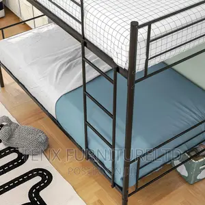 Bunk Bed Frame Single Over Single Black With Heavy Duty Stee