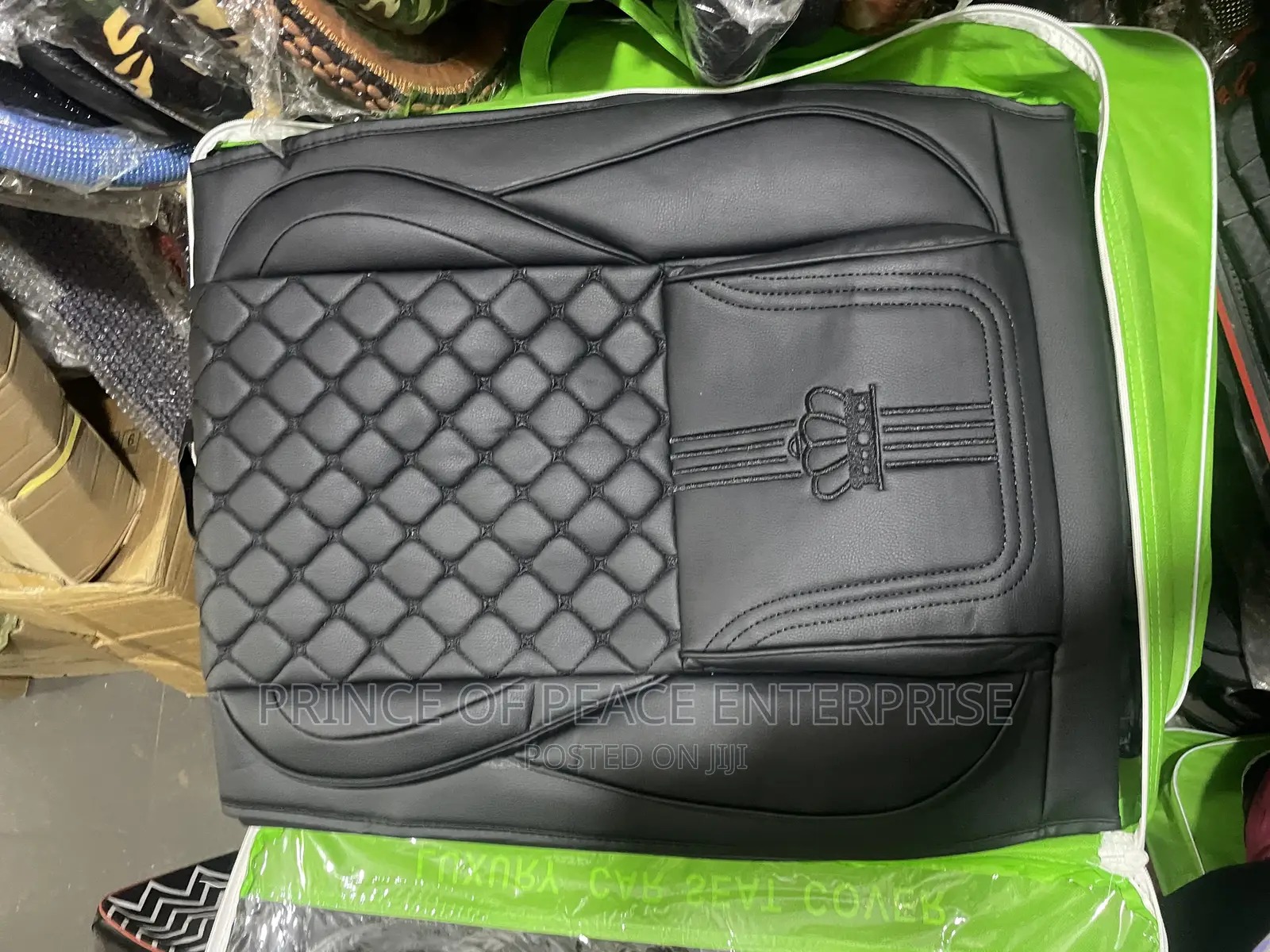 Two Front Seat Covers All Black With Neck Pillows