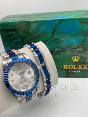 Silver and Blue Rolex Set