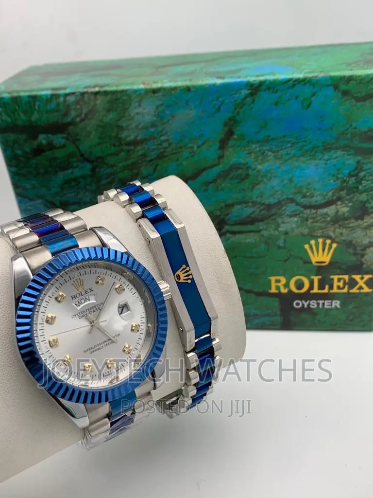 Silver and Blue Rolex Set