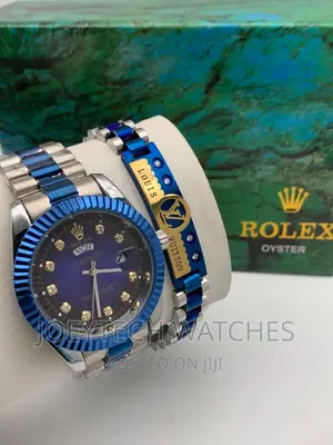 Silver and Blue Rolex Set