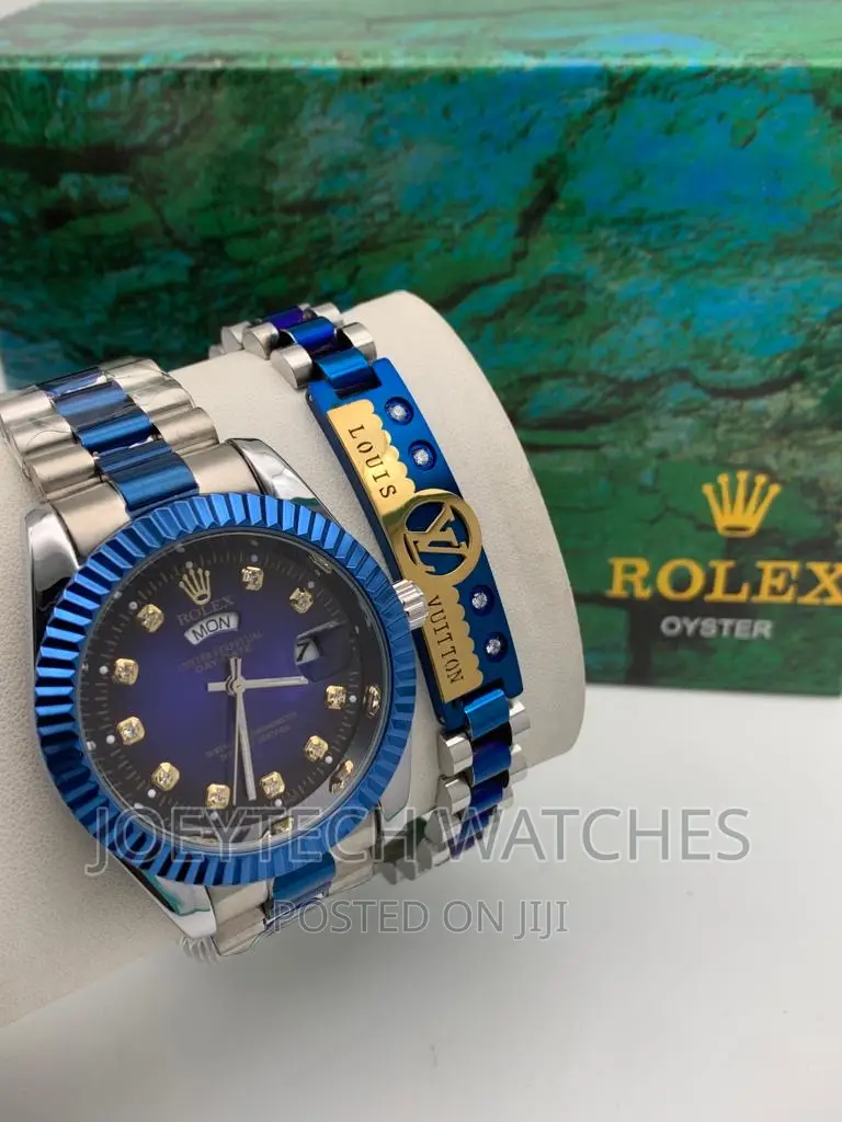 Silver and Blue Rolex Set