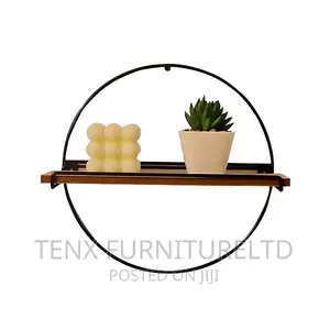 Decor Shelf Round Metal and Wood