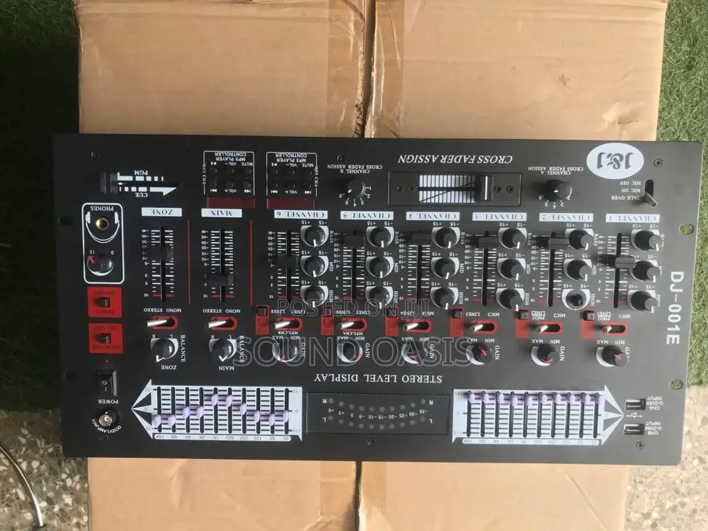 J J DJ-001E 6-Channel Professional DJ Mixer