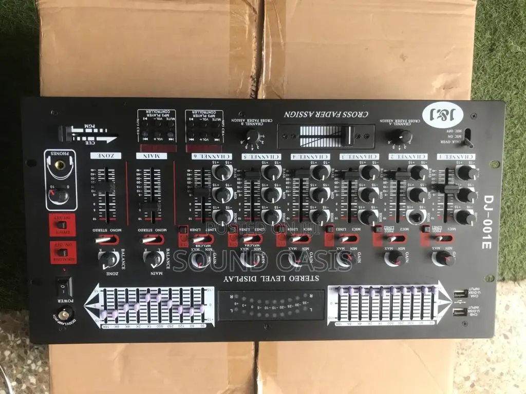 J J DJ-001E 6-Channel Professional DJ Mixer