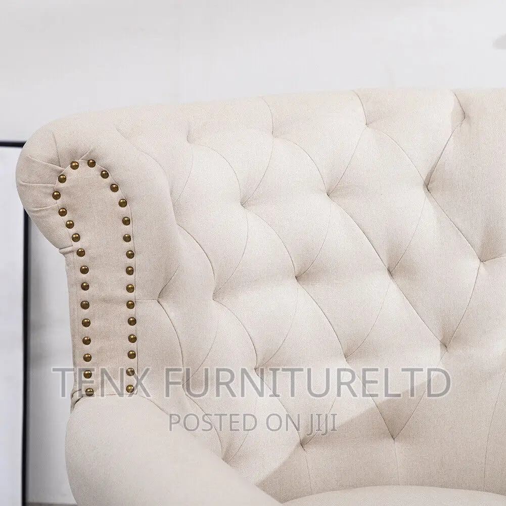 Chesterfield Button Fabric Armchair Chair Wing Back