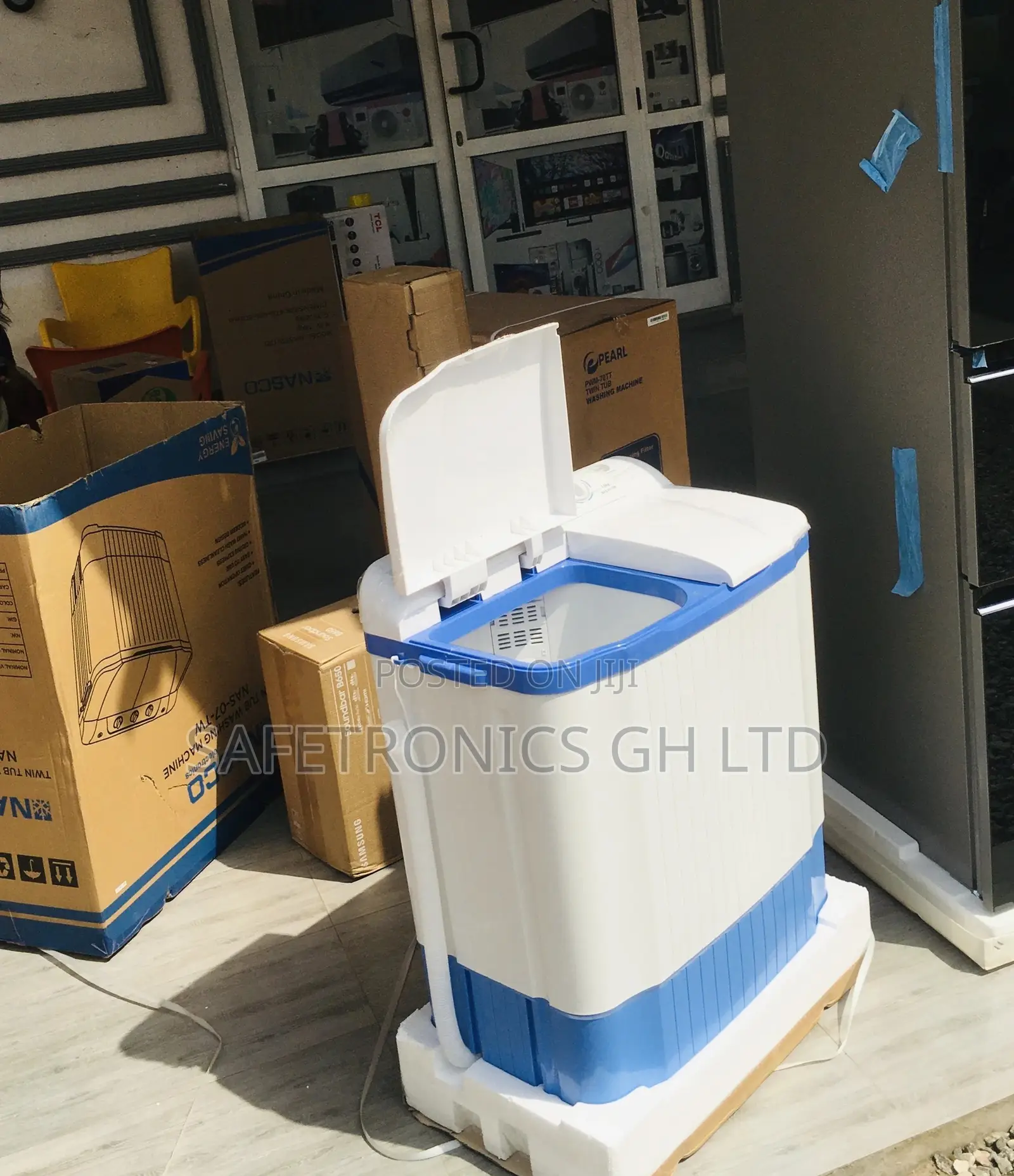 7kg White/Blue Washingmachine Topload Semiautomatic Nasco