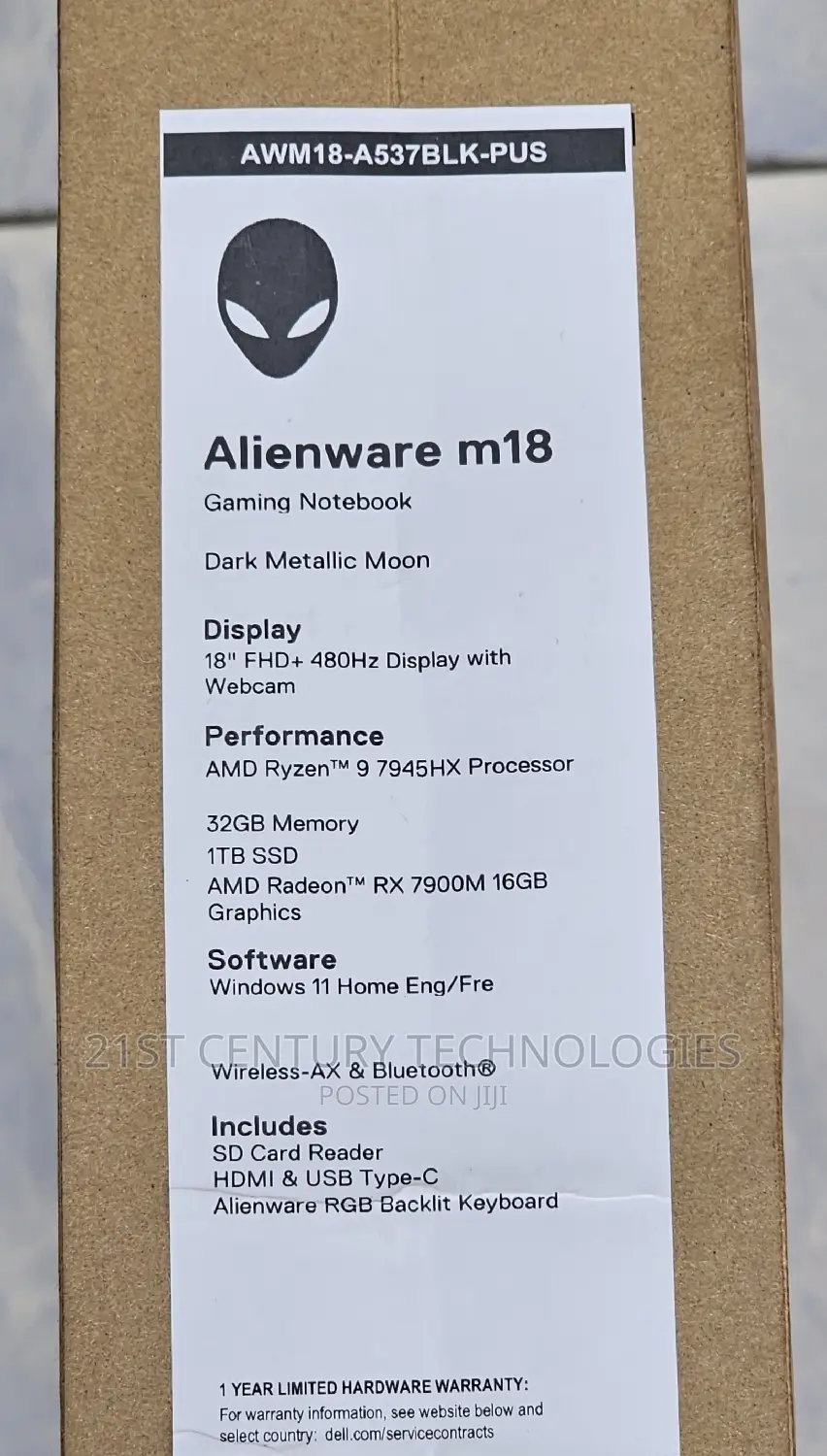 New Laptop Dell Alienware M18X 32GB AMD Ryzen 9 SSD 1T