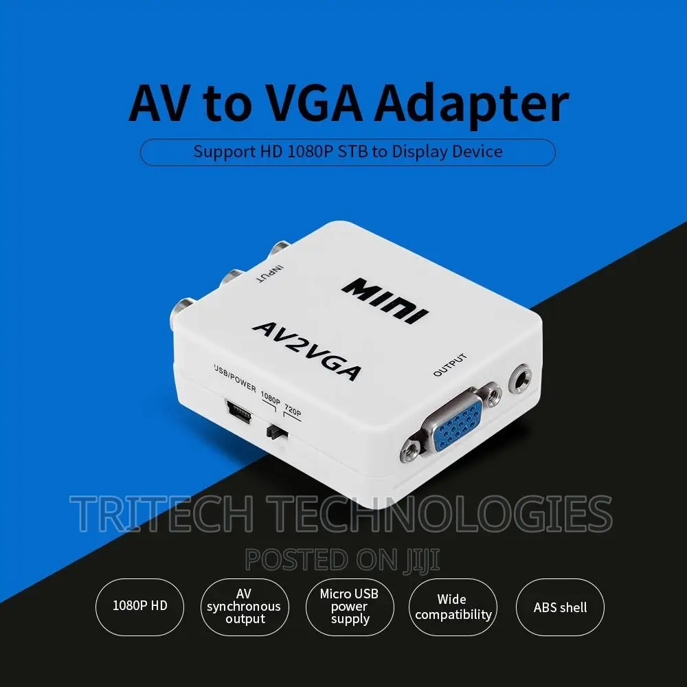 AV to VGA Adapter 1080P HD Mini VGA Convert