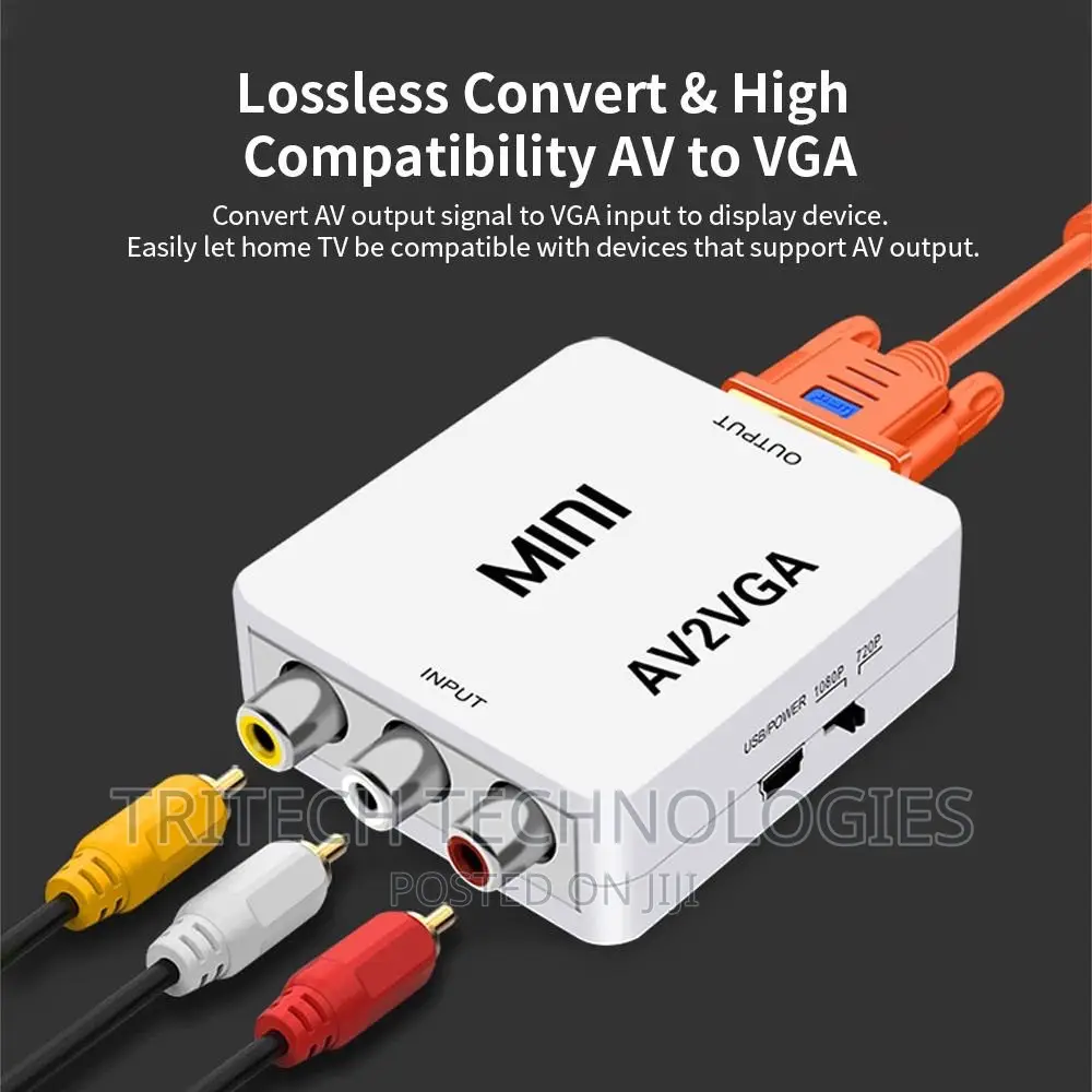 AV to VGA Adapter 1080P HD Mini VGA Convert