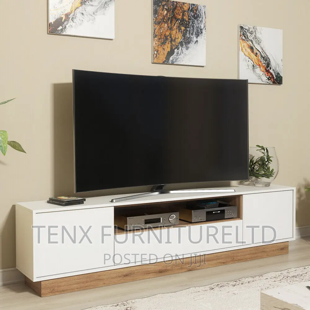 Modern Industrial TV Unit Stand Vintage Oak Cabinet Cupboar