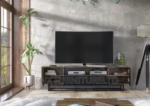 Loft Retro Industrial Tv Unit Stand Vintage Oak Cabinet