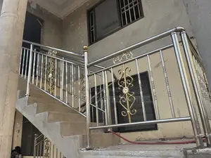 Stainless Gold Flowers Design Balustrade