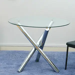 Round Glass Top Dining Table 3 Chrome Legs Kitchen/Conferenc in Accra Metropolitan - Furniture ...